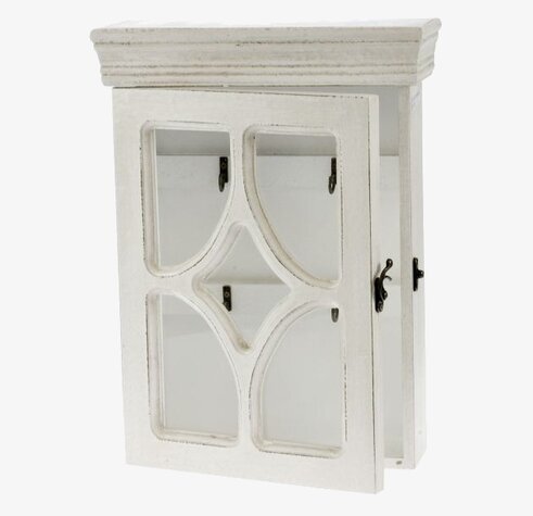 Nyckelskåp Antik från Weiste, vitmålat trä med glasdörr