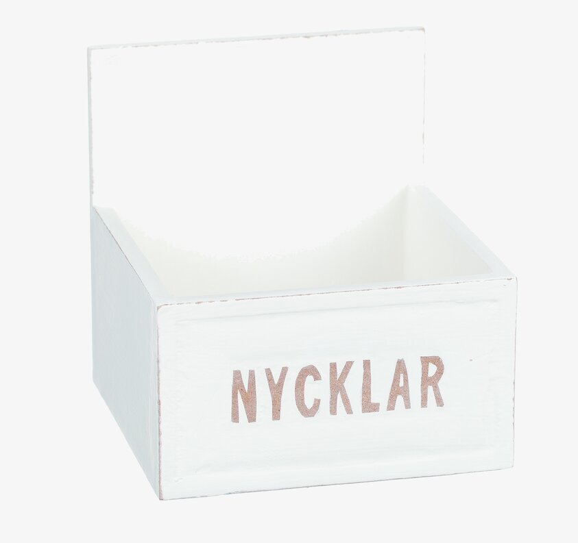 Trälåda Nycklar från Different Design, vit med brun text