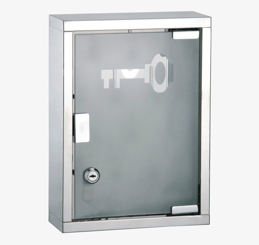Nyckelskåp Rostfritt Stål från Demerx med glasdörr och lås