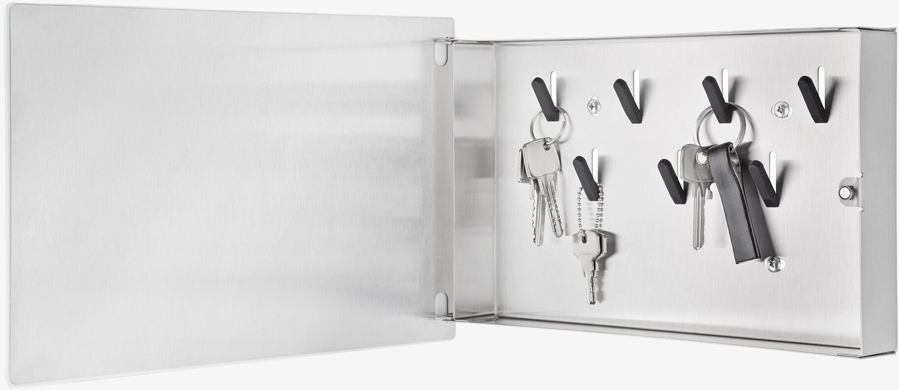 Velio Nyckelskåp Vit Small från Blomus, öppet med nycklar