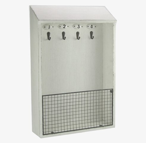 Träskåp Nycklar/Post från Weiste med krokar och nätfack