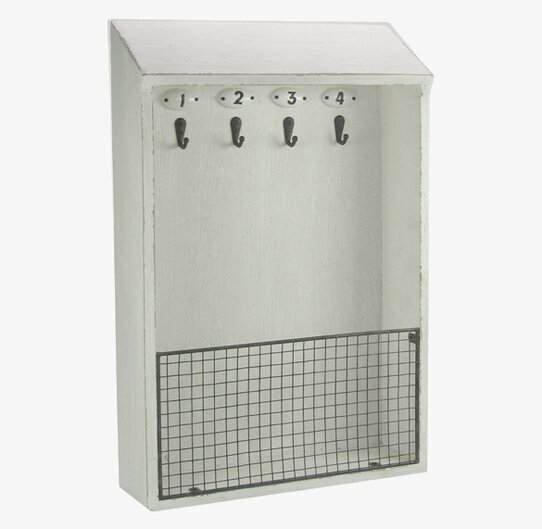 Träskåp Nycklar/Post från Weiste med krokar och nätfack