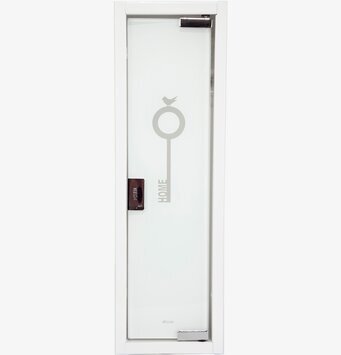 Nyckelskåp Home vit från Dixie med glasdörr och nyckelkrokar