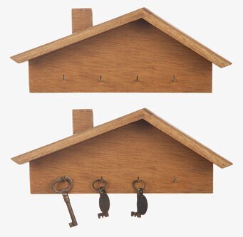 Hängare Hus Trä Ljusbrun Different Design Nyckelskåp Nyckelförvaring Nyckelhängare