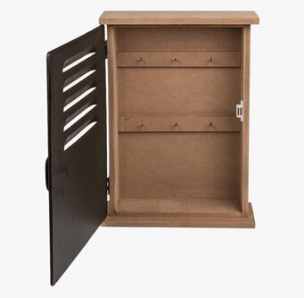 Foto av minimalistiskt nyckelskåp i svart och naturtoner