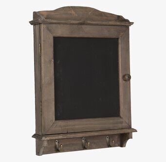 Foto av rustikt nyckelskåp med antik finish och tavla