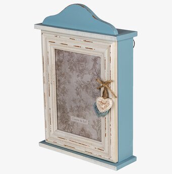 Bild av elegant nyckelskåp med antikvit och blå design