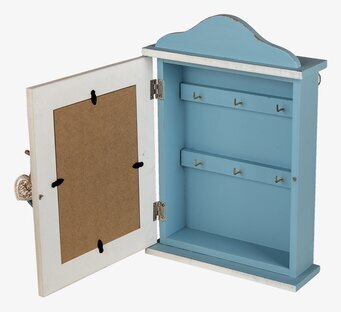 Bild av charmigt nyckelskåp med antikvit och blå design