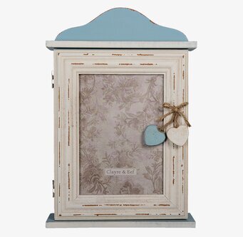 Bild av antikvit och blått nyckelskåp med vintage stil