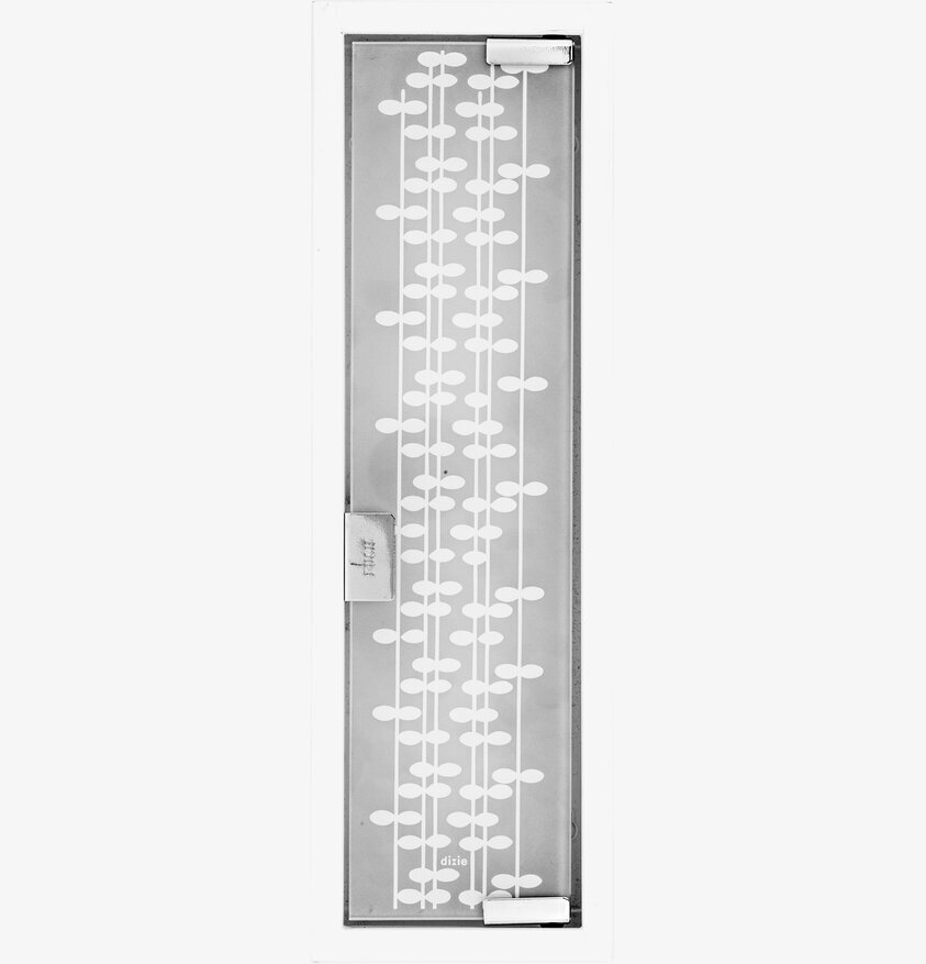 Nyckelskåp Bladrad Vit från Dixie med frostad glasdörr