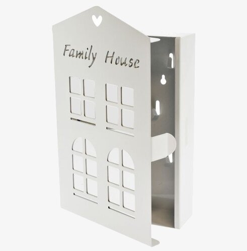 Nyckelskåp Metall Vit från Weiste med husfönsterdesign